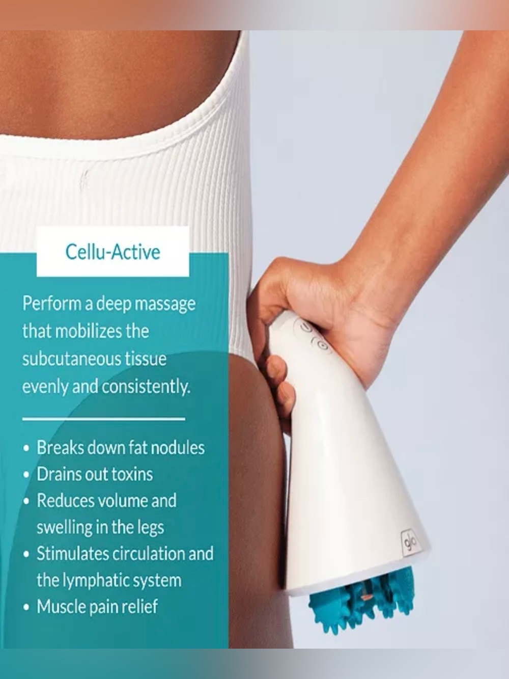 GLO Anticellulite Massager in White and Teal - Picture 7 of 12